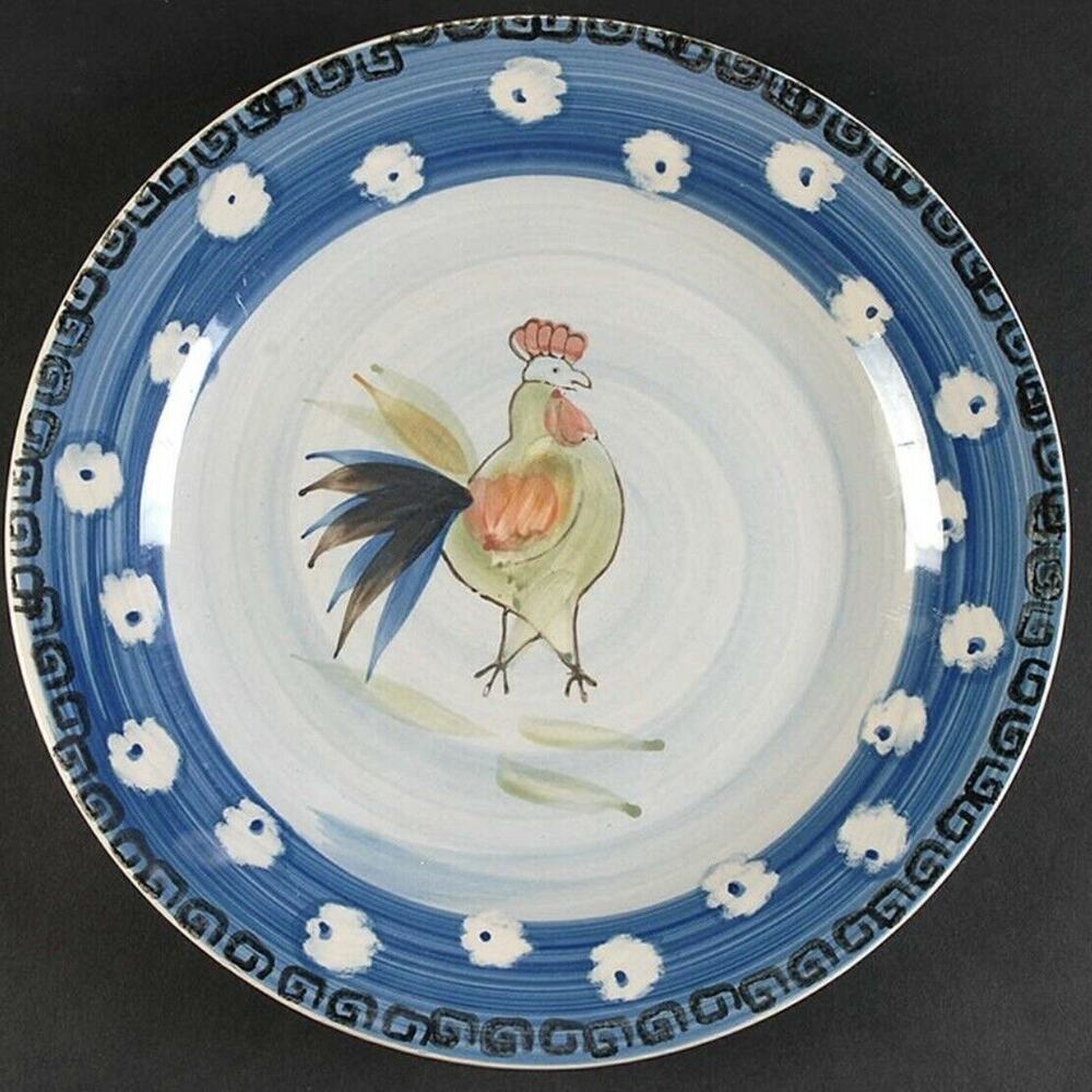 Royal Norfolk 10 3/4" Dinner Plate Rooster Center Blue & White Porcelain Ceramic